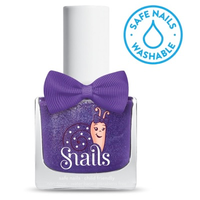 Deep purple kids-safe nail polish that washes off with soap and water.