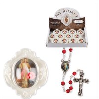Acrylic Red Rosary/Divine Mercy  (61732)