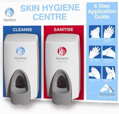 HYCLENZ SOAP AND SANITISER CENTRE BACKBOARD