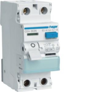 Hager 63A 2P 6kA 100mA Type A RCD CEA263N