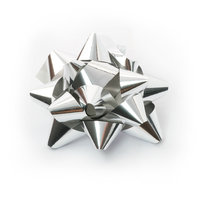 100MM STICK ON BOW METALLIC SILVER [50]