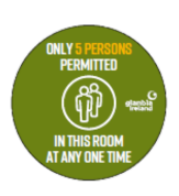 Circular "Maximum 5 Persons" Vinyls x6 Types.