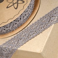Cotton Lace Trim Grey - 25mm x 10m