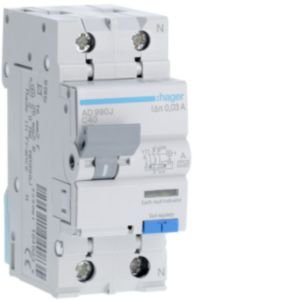 Hager 40A 1P+N 30mA C Curve Type A RCBO AD990J