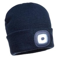 Navy Beanie with USB Rechargeable LED Head Light 
