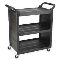 Service Cart with Closed End Panels Black