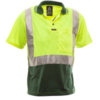 801044 Hi Vis-Polo Shirt, Sht Sleeve, Tape, Yellow/Green