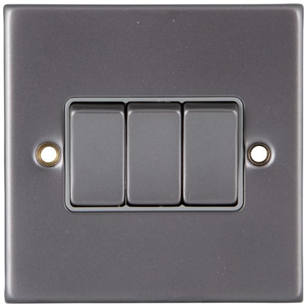 Gunmetal Grey 3 Gang 2 Way Switch 6011-004