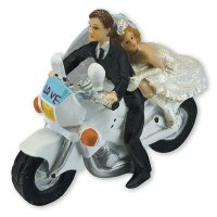 Resin Bride & Groom On Motorbike - 160 x 60 x 110mm