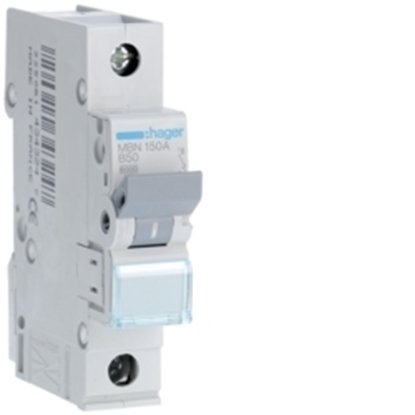 Hager 50A S/P B Curve 6kA MCB MBN150W