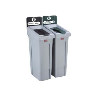 87L SLIM JIM 2 STREAM RECYCLING BIN STATION BUNDLE GENERAL WASTE / MIXED RECYCLING