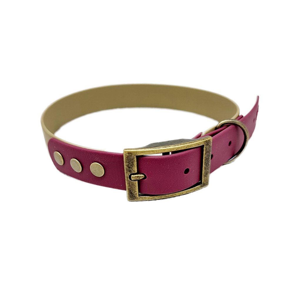 Trinkety Paws Country Collection Biothane Dog Collar Sandstone/Burgundy Extra Large 48-60cm 25mm