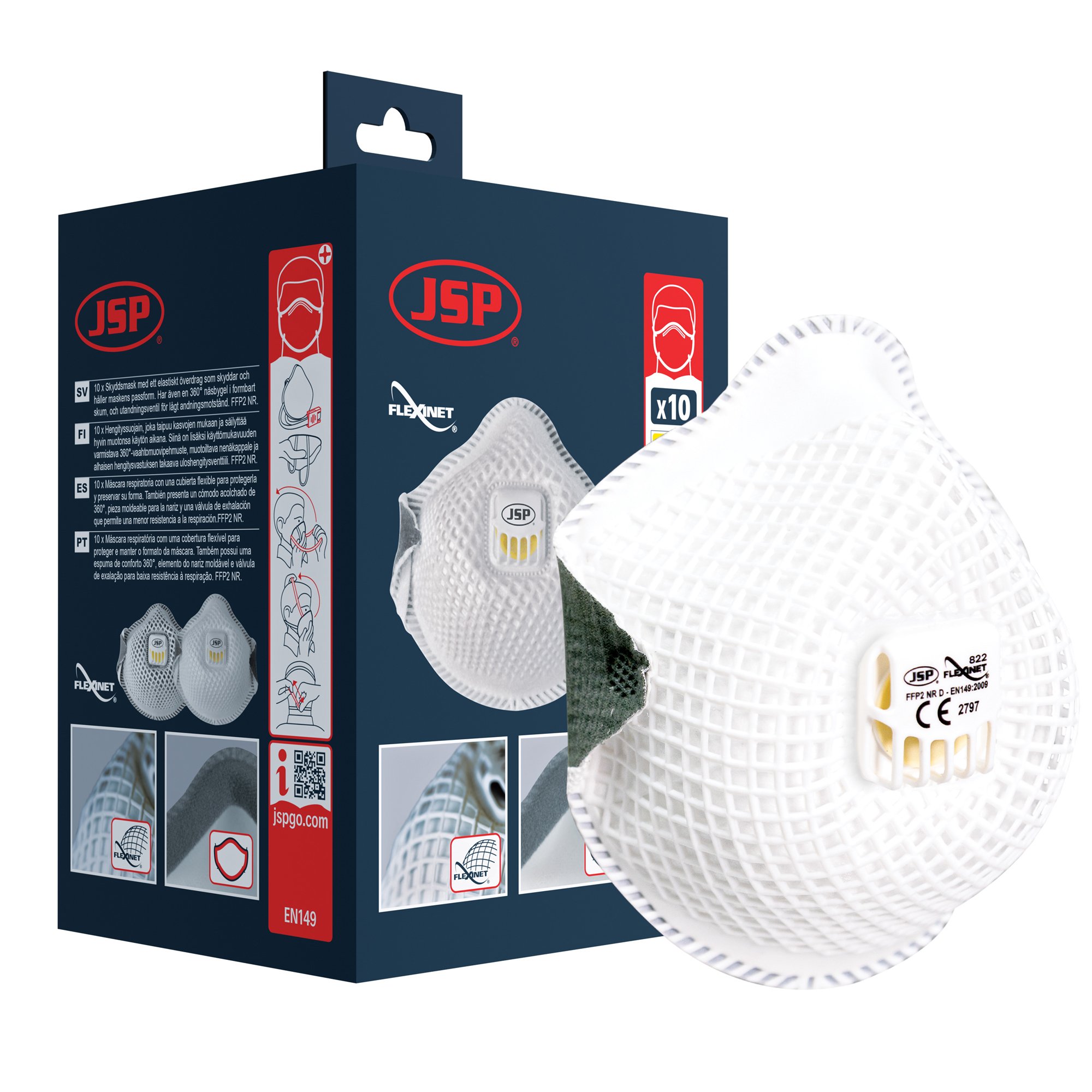 MED/LG FLEXINET VLVD DUST MASK (822)FFP2 BOX OF 10