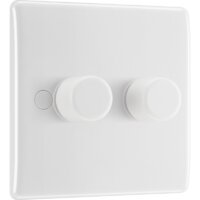 NEXUS WHITE 2 GANG INTELLIGENT TRAILING EDGE DIMMER SWITCH 2 WAY 200W OR 10 LED LAMPS