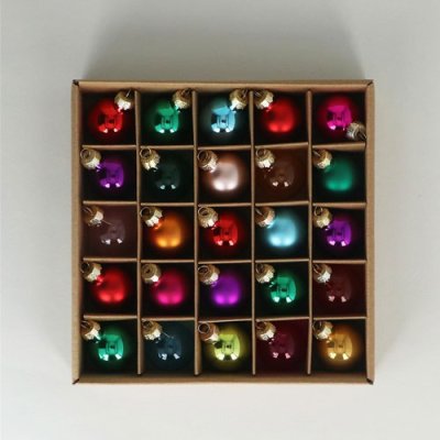 Box of 25 Multicoloured Glass Baubles