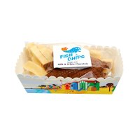 Milk and white chocolate fish & chips in carton - 10x125g