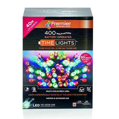 Premier 400 LED Multi-Action Battery Operated Timelights - Multi Coloured