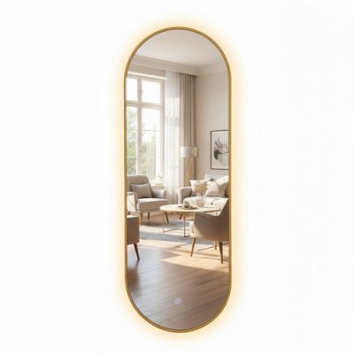 Modena Backlit Runway Mirror &ndash; Gold 120cm