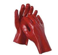 GLOVE OPEN WRIST RED PVC