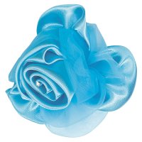 Large Satin Organza Rose With Clip Turquoise - Dia 10cm