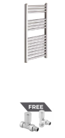 LADDER 800X500MM STRAIGHT TOWEL WARMER CHROME + FREE RAD VALVES STRAIGHT