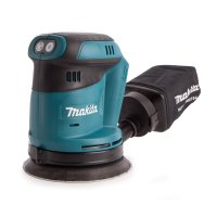 Makita DBO180Z 18V LXT 125mm random orbit sander with 3-speed control and efficient dust extraction.