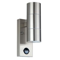 NEXUS STAINLESS STEEL UP/DOWN GU10 WALL LIGHT WITH PIR SENSOR (LESS BULBS)