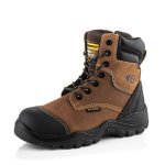Buckbootz BSH008 Buckshot High Leg Lace/Zip Safety Boot, Dark Brown Crazy Horse - Size 10