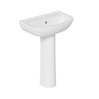 Tucker French Pro 550mm Two Taphole D-Shaped Basin with Full Pedestal