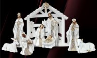 Resin White Finish Nativity Set/9 Pieces/9 inch   (89409)