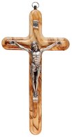 Olive Wood Embossed Crucifix 8 inch   (10666)