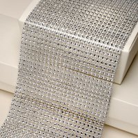 Plastic Diamante Effect 24 Row Band Silver - 9yds