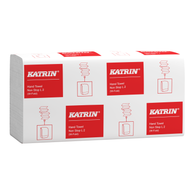 61594  Katrin W-fold Paper Towels Non-Stop Long 120 Sheets 2-Ply, Handy Pack