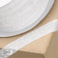 Velvet Glitter Ribbon White - 10mm x 10m