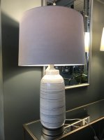 Ceramic Table Lamp Beige and White Stripe Lines