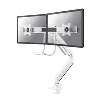 NewStar NM-D775DXWHITE Full Motion Dual Desk Mount (clamp & grommet) with crossbar and handle for two 10-32" Monitor Screens, Height Adjustable (gas spring) - White