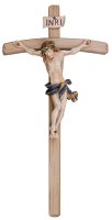 Hand Carved Wood Cross & Corpus/Blue/27 Inch  (11021)