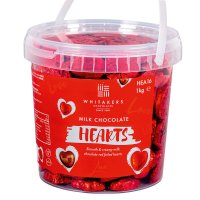 Red foiled solid milk choc hearts in tub - approx 160pcs - 1kg