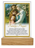 Glass Plaque/Wood Base/Holy Family   (32452)