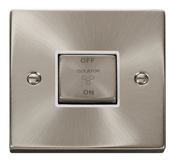 Click Deco 3 Pole Fan Isolator Switch Satin Chrome White Insert VPSC520WH