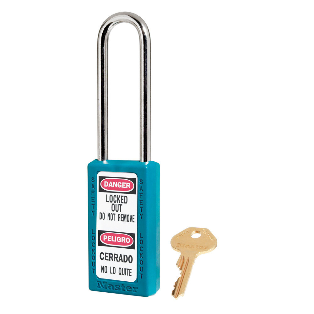 Master Lock Teal Zenex™ Zenex™ thermoplastic safety padlock, 38mm with 76mm shackle