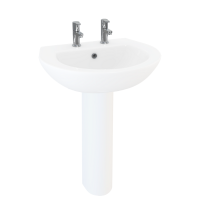 Tucker French Pro 550mm Two Taphole Basin and Pedestal Pack INSTBA2SET