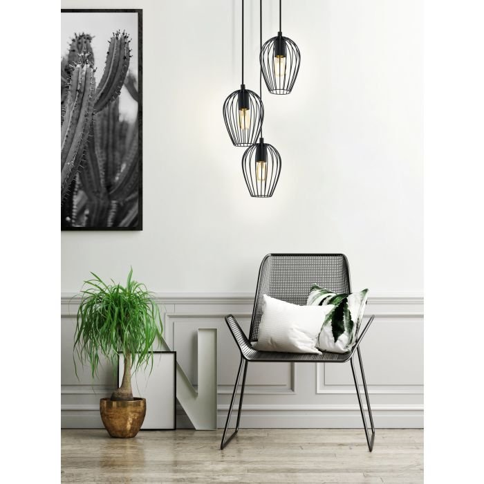 Eglo Newtown Steel/Black 3 Light Pendant