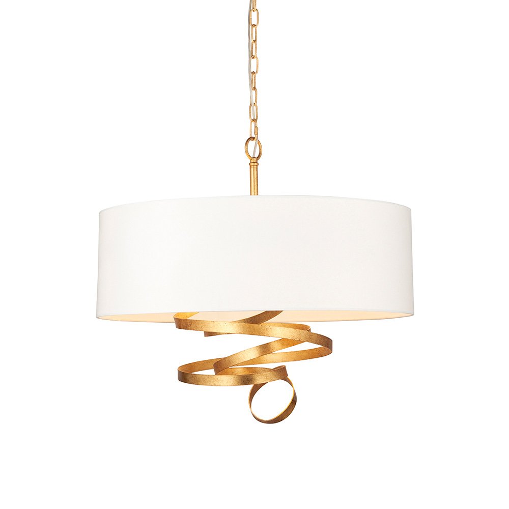 Endon Gold Ribbon Pendant With Ivory Shade