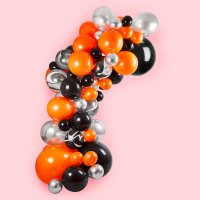Black, Orange & Silver Balloon Arch Kit - Pack of 64