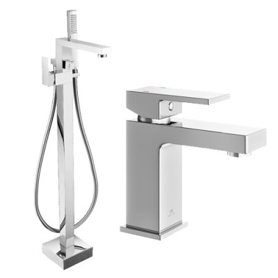 Quadro Freestanding Bath Shower Mixer and Basin Mixer Combo 