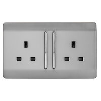 TRENDI 2 GANG 13AMP SWITCHED SOCKET STAINLESS STEEL