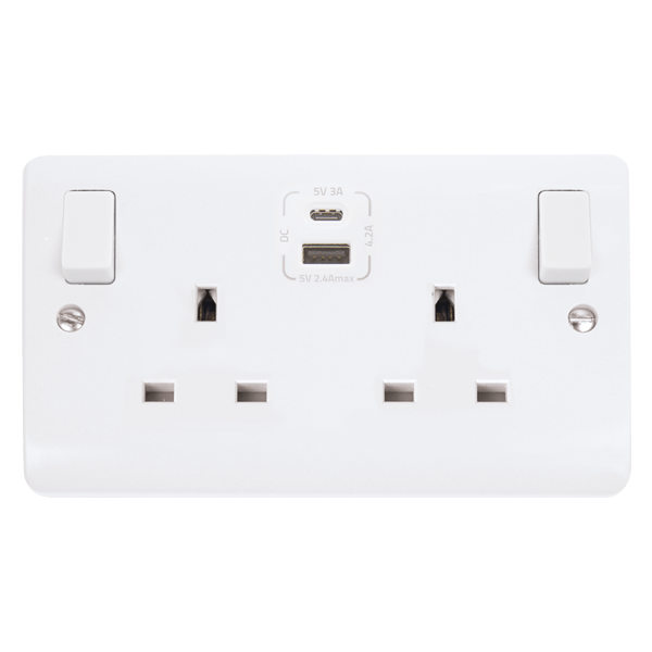Click Mode 2G Switched Socket + A&C USB White CMA786