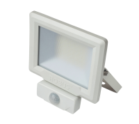 HiLume 30W LED flood light with PIR, IP65, White, 4000K, c/w 1m flex
