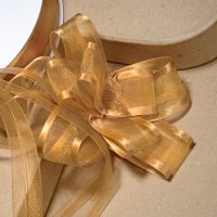 Organza Pull Bow Ribbon Gold - 33 Pieces 23mm x 15m